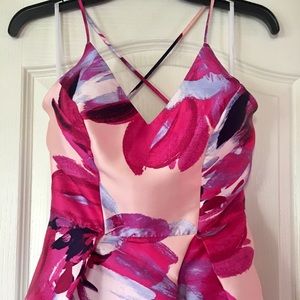 Spaghetti strap cocktail floral gown